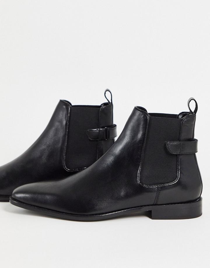 River Island Smart Ankle Strap Chelsea Boots In Black
