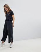 Weekday Soft Touch Cropped Wide Leg Pants - Black