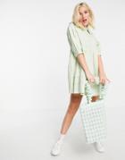 Influence Collared Mini Dress With Button Down Front In Sage Green