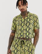 Another Influence Cropped Neon Snake Print Shirt Two-piece-yellow