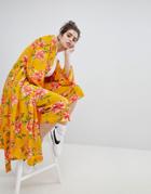 Neon Rose Wide Leg Pants In Vintage Bloom Co-ord - Yellow