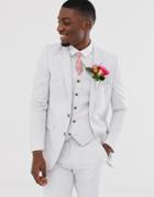 Asos Design Wedding Slim Suit Jacket In Light Gray - Gray