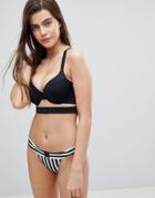 Asos Fuller Bust Mix And Match Strap Detail Plunge Top With Hook And Eye Dd-g - Black