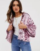 Asos Design Sequin Cape Jacket - Pink