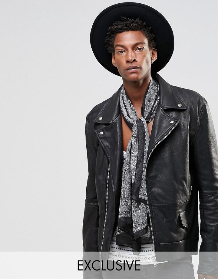 Reclaimed Vintage Paisley Scarf In Black - Black