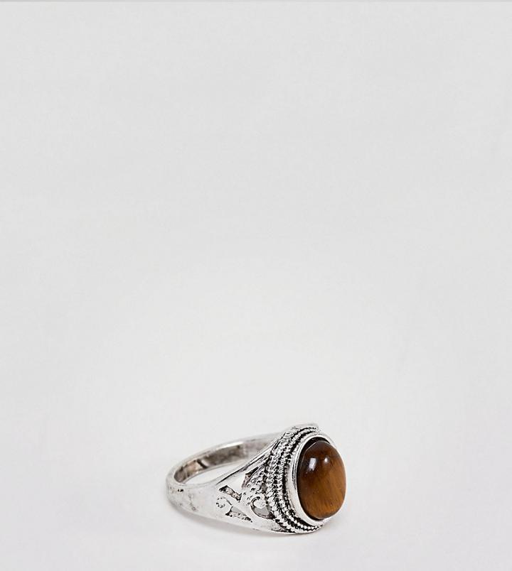 Sacred Hawk Tigers Eye Ring - Silver