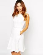 Warehouse 70's Belted Shift Dress - White