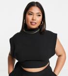 Asos Edition Curve Sleeveless Top With Stitch Detail In Black