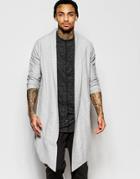 Asos Extreme Longline Textured Jersey Cardigan In Gray - Gray Marl