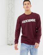 Abercrombie & Fitch Logo Applique Long Sleeve Top In Burgundy-red