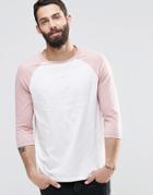 Asos 3/4 Sleeve T-shirt With Contrast Raglan - White