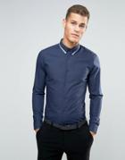New Look Smart Shirt With Double Collar In Navy - Navy