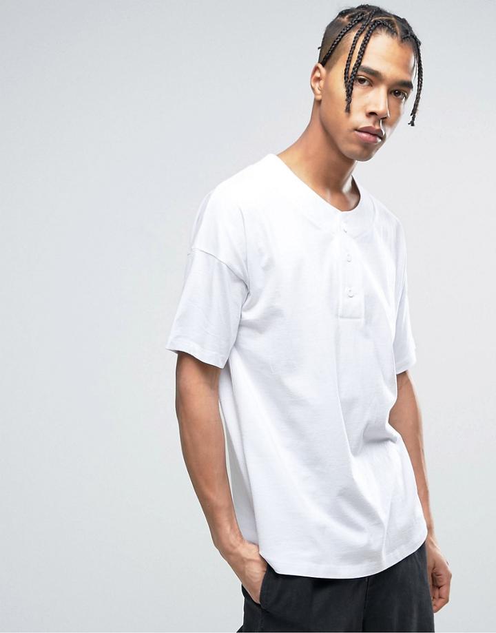 Asos Oversized T-shirt With Baseball Styling In White - White