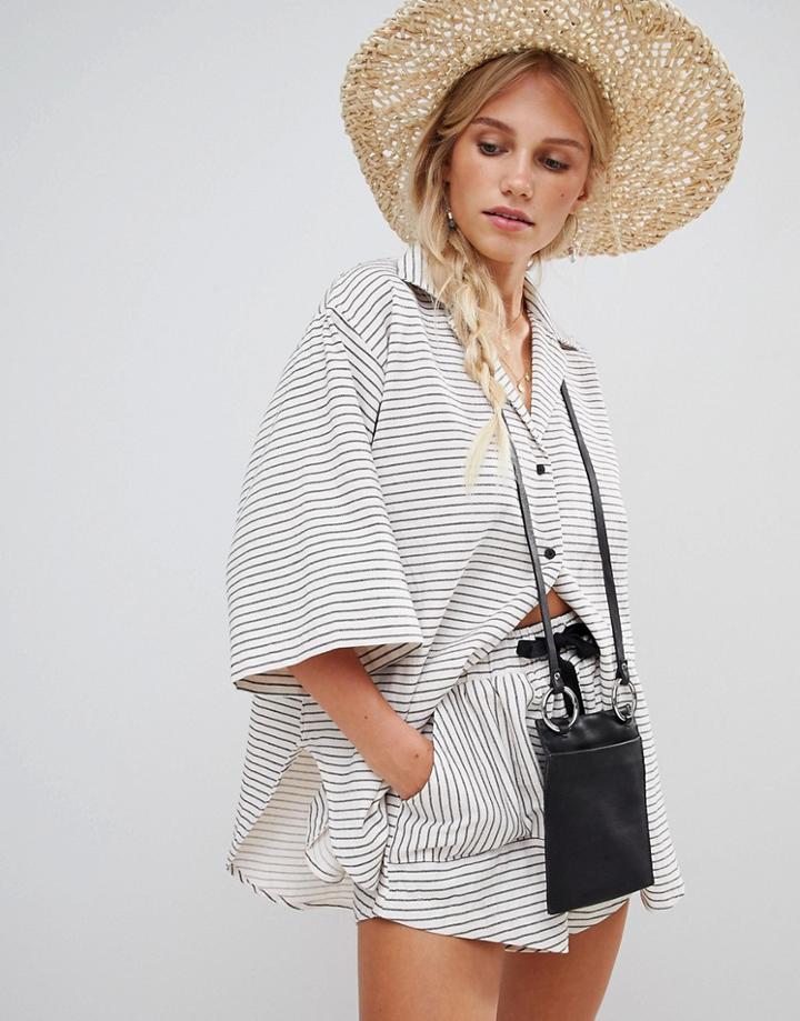 Zulu & Zephyr Formation Beach Shirt In Woven Stripe - Multi