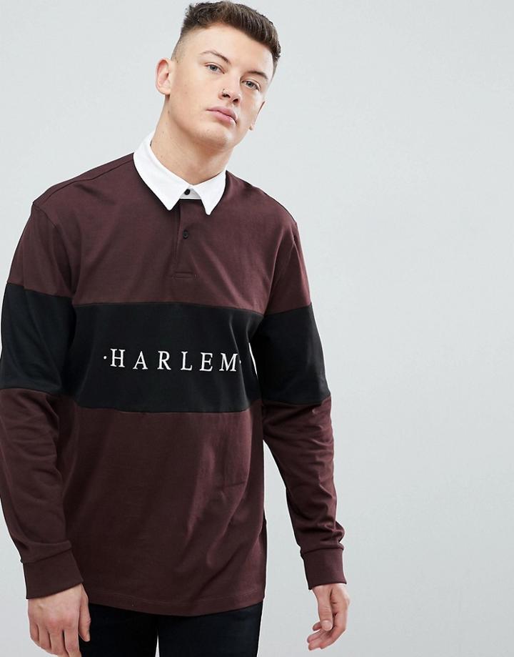 New Look Harlem Rugby Polo In Burgundy - Red