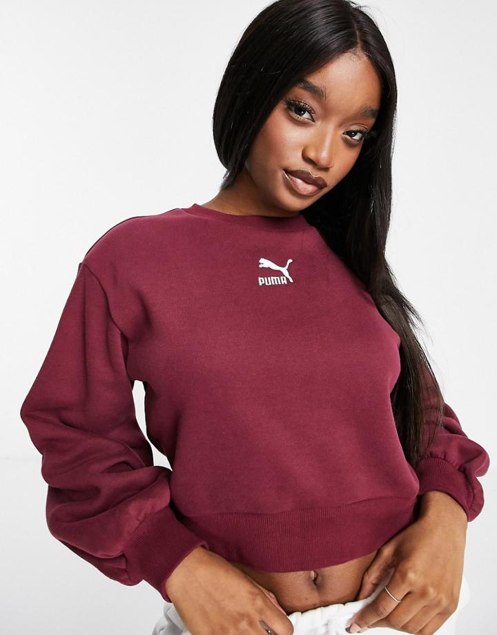 Puma Classics Bell Sleeve Sweatshirt In Burgundy-red