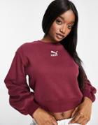 Puma Classics Bell Sleeve Sweatshirt In Burgundy-red