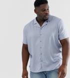 Another Influence Plain Revere Collar Short Sleeve Shirt In Blue-white