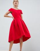 True Violet Cross Front Bardot Skater Prom Dress In Red - Red