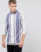 Asos Shirt With Gradual Stripe In Ecru With Long Sleeves In Regular Fit - White