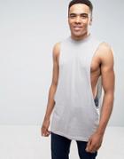 Asos Sleeveless Longline T-shirt With Dropped Armhole In Gray - Gray