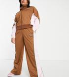 Adidas Originals 'retro Luxury' Plus Sweatpants In Brown With Monogram Print
