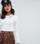 Miss Selfridge Frill Tipped Collar Polo Top
