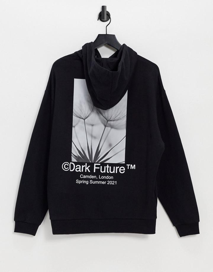 Asos Dark Future Set Oversized Hoodie With Multi Logo And Photographic Prints In Black