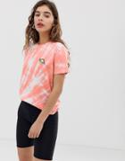 Asos Design T-shirt In Tie Dye With Planet Embroidery In Organic Cotton - Multi