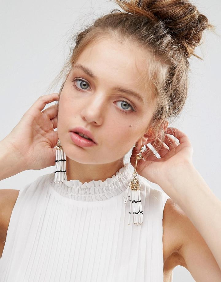 Asos Resin Tassel Jewel Earrings - Gold