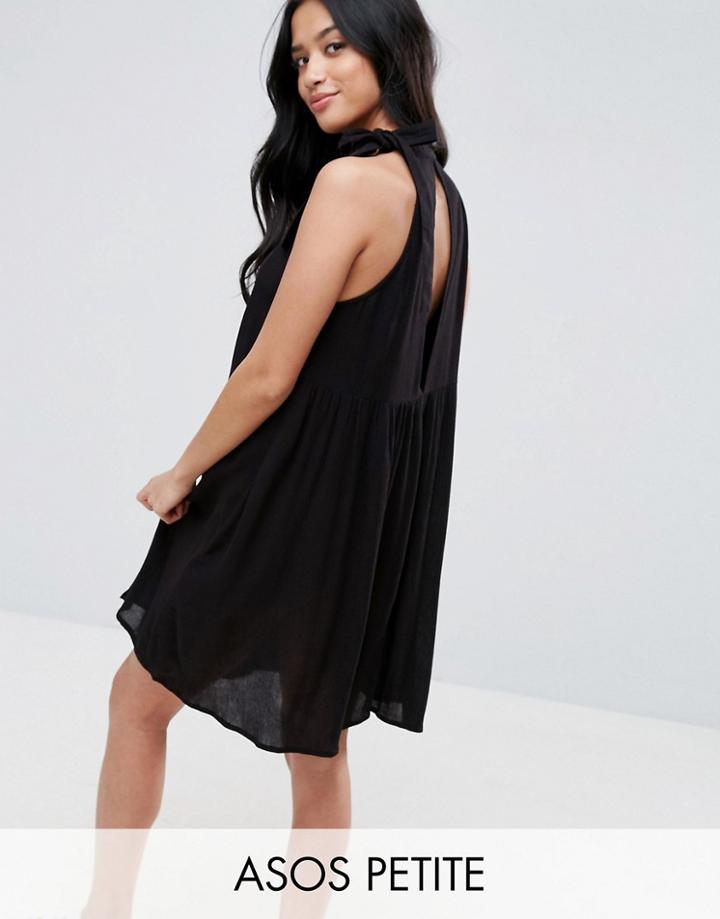 Asos Petite Swing Sundress With Neck Tie & Open Back - White