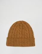 Asos Cable Fisherman Beanie In Mustard Nep - Yellow
