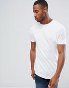 River Island Longline T-shirt With Curved Hem In White - White