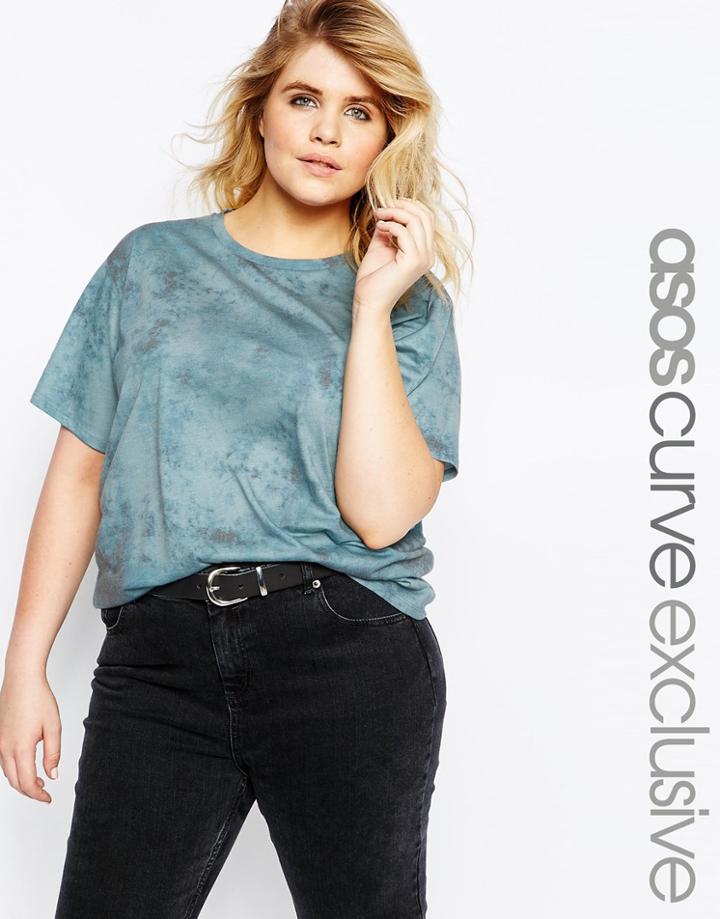 Asos Curve Oversized T-shirt In Tie Dye - Multi