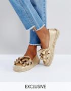 Sixtyseven Rose Gold Ruffle Espadrille Shoes - Gold