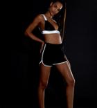 Daisy Street Runner Shorts With Reflective Taping - Black