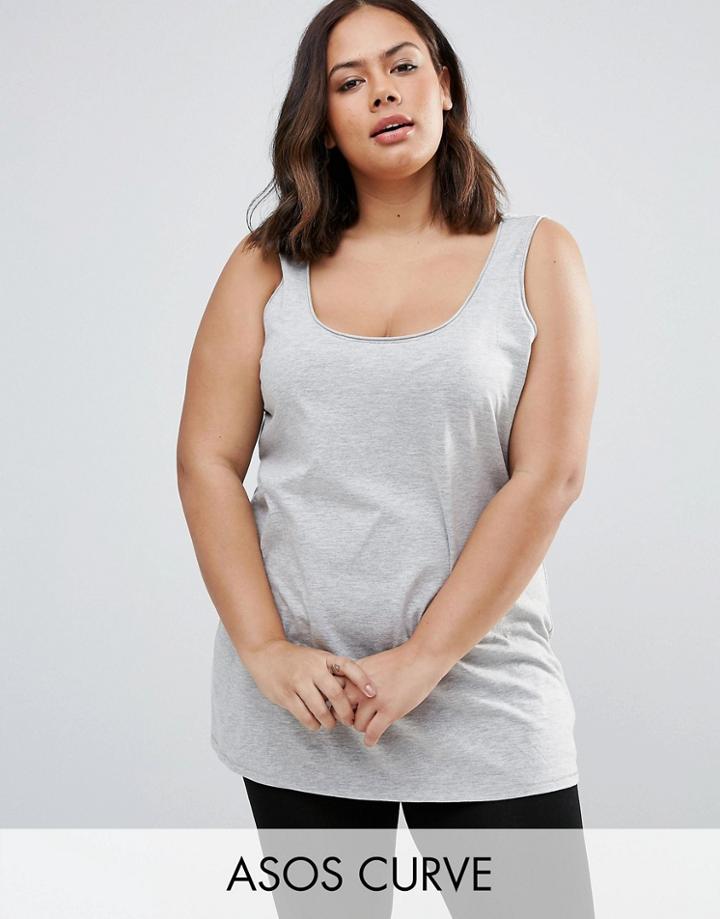 Asos Curve Ultimate Tank In Longline - Gray