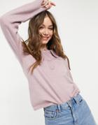 Asos Design Sweater With Collar And Button Placket In Lilac-purple