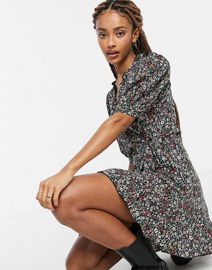 Topshop Printed Wrap Dress In Multi