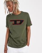 Diesel T-just Division D Logo T-shirt In Khaki-green