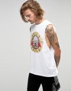Asos Guns And Roses Sleeveless T-shirt With Dropped Armhole - White