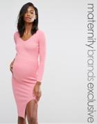 Missguided Maternity Bodycon Side Split Midi Dress - Pink