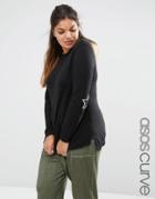 Asos Curve Sweater With Elbow Patches - Black