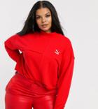 Puma Plus Raw Edge Sweatshirt In Red Exclusive To Asos