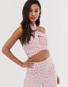 Fashion Union Crop Top With Ring Detail In Gingham Two-piece - Pink