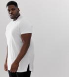 Asos Design Plus Longline T-shirt With Side Splits In White - White