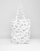 Monki Boob Print Foldable Bag In White - White