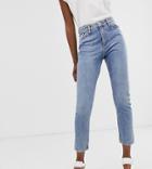 Monki Kimomo High Waist Mom Jeans With Organic Cotton In Mid Blue