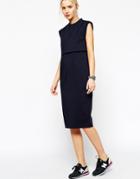 Asos White Layered Midi Dress - Navy