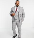 Twisted Tailor Jose Plus Skinny Suit Jacket In Gray Prince Of Wales Check